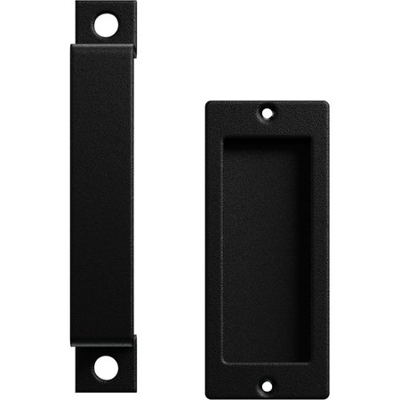 EKENA MILLWORK 7" Pull Handle & 6" Flush Pull for 1 3/8" Doors, Matte Black GB6001PP3076MB